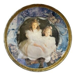 Vintage Decoupage Plate of Two Little Girls by Frank Weston Benson